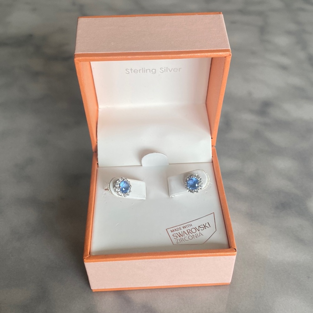 Kiera Couture Blue and Clear Swarovski CZ Studs
